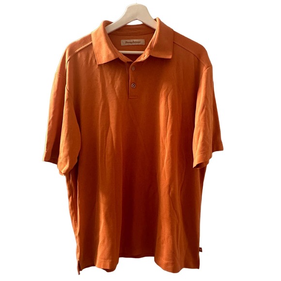 Tommy Bahama Men's Orange Three Button Placket Polo Shirt Size Large - Picture 1 of 9